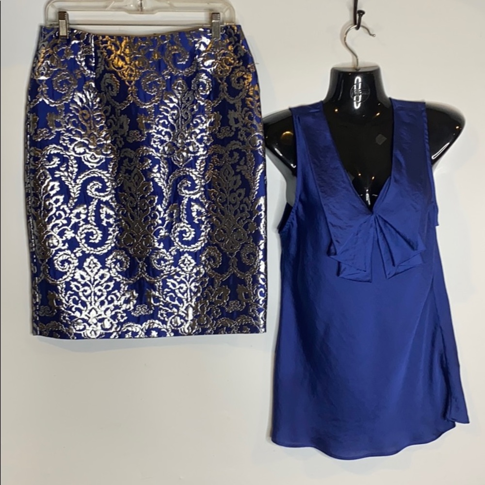 Sunny Leigh royal blue skirt & blouse